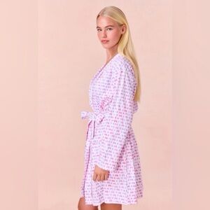 NWT Loveshackfancy × Roller Rabbit Disco Bow Blake Robe Limited Edition Sz M/L